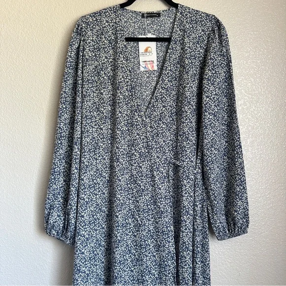Prettygarden Sz M Women’s Long Sleeve Floral Print Midi Dress Blue - Picture 2 of 12
